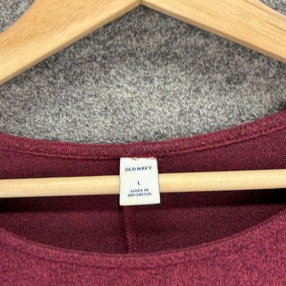 Old Navy Dress Women L Large Red Shift Short Rayon Long Sleeve Round Neck Casual - Picture 3 of 7